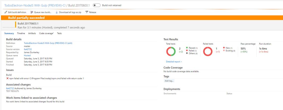 VSTS Build Results